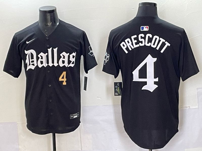 Men 2025 Nike Dallas Cowboys #4 Prescott Black 5th generation Joint Name Limited NFL Jersey 03